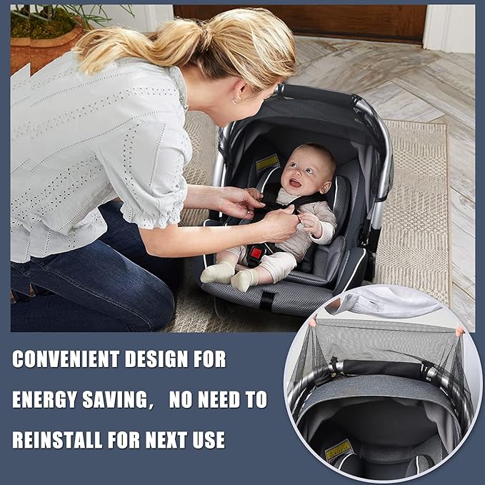 Baby Mosquito Net for Infant Car Seats,Infant Stroller and Bassinets, Carrier,Breathable with Elastic Netting for Easy Fitting, Portable Durable & Long Lasting Infant Insect Shield Netting (Black-CubbioJoy