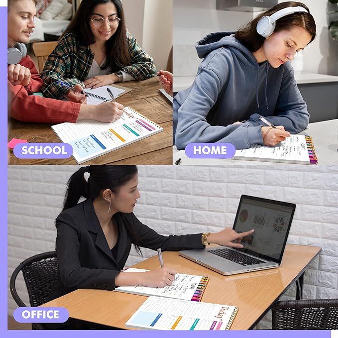 2 To Do List Notepads, Daily Planner Notebook with Tear-off Design, Undated Writing Organizer for Daily Tasks and Goal, Coiled Task Track Checklist Productivity Pad for Office, Classroom, Home, School-CubbioJoy