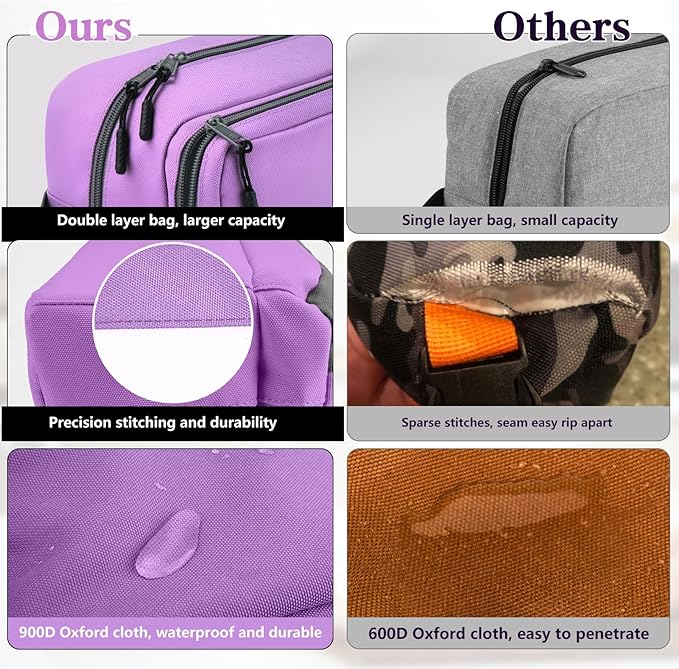 Cerbonny Small Cooler Bag Freezable Lunch Bag, Small Lunch Bag Insulated with Ice Pack, Double Layer Insulated Snack Bag for Work School Trip, Mini Cooler Bag Ideal for Fresh Snacks (Purple Double)-CubbioJoy