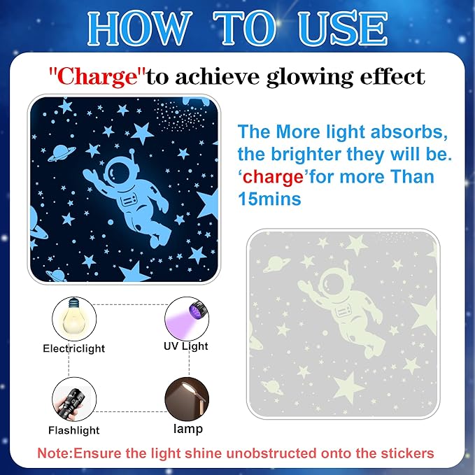 530 Glow in The Dark Stars Ceiling Stars Glow in The Dark Glow Moon and Space Wall Decals Astronaut Universe Galaxy Planet Wall Stickers Glowing Wall Stickers Kid Boys Living Room Decor-CubbioJoy