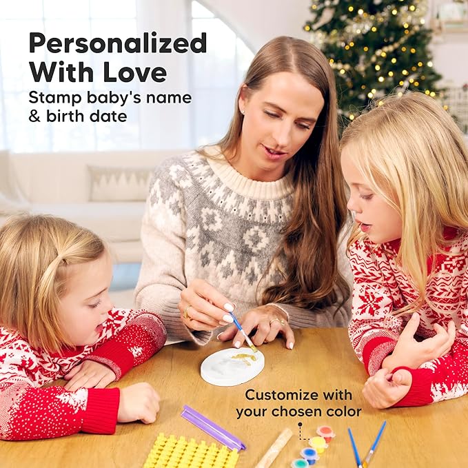 Baby Hand and Footprint Kit Girls, Boys - Personalized Baby Footprint Ornament Kit, Newborn Keepsake Gifts for New Mom, Easy to Use Handprint Makers, Cute Shower Gifts (Multi-Colored)-CubbioJoy