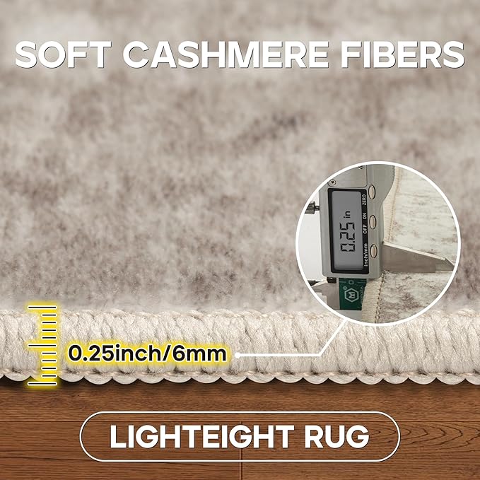 4x6 Area Rugs for Living Room Rug Washable: Modern Large Rug for Dining Room Bedroom Carpet Non Slip Low Pile 4 by 6 Indoor Abstract Nursery Home Office Brown Grey-CubbioJoy