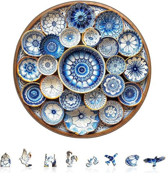 Jigfoxy Wooden Puzzles for Adults, Azulejo Dreams – Port Wood Puzzles Adult, Unique Animal Shape Wooden Jigsaw Puzzles for Adults, Birthday Gifts for Puzzle Lovers, Friend (S-8.5 * 8.4in-100pcs)-CubbioJoy