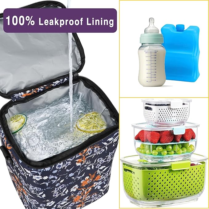 Breastmilk Cooler Bag with Ice Pack Fits 4 Baby Bottles Up To 9 Ounce Insulated Coolers Bag Breast Milk Cooler on the Go with Strap Baby Bottle Cooler Bag for Nursing Mom Daycare or Travel-CubbioJoy