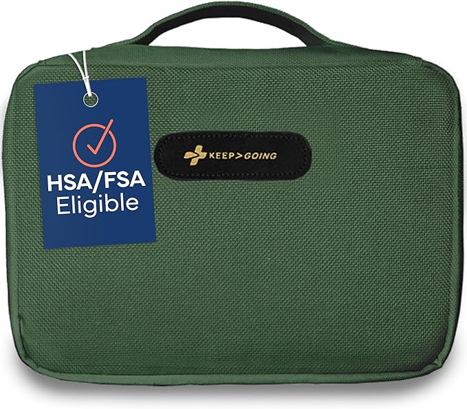 KeepGoing Large Home First Aid Kit for Kids – 270 Pc. for Car, Home, Dorm, & Boat with Latex-Free Bandages – 10 x 7 x 3.5 in. Travel First Aid Kit (Hunter Green)-CubbioJoy