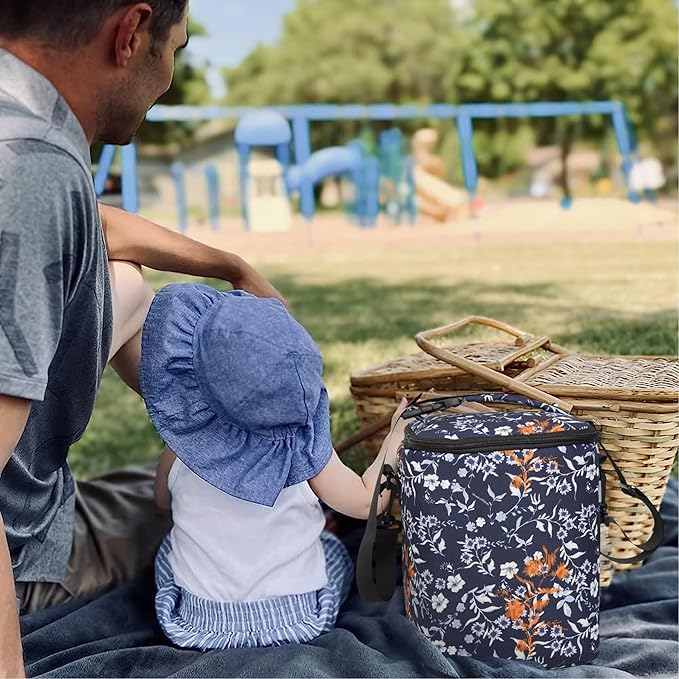 Breastmilk Cooler Bag with Ice Pack Fits 4 Baby Bottles Up To 9 Ounce Insulated Coolers Bag Breast Milk Cooler on the Go with Strap Baby Bottle Cooler Bag for Nursing Mom Daycare or Travel-CubbioJoy