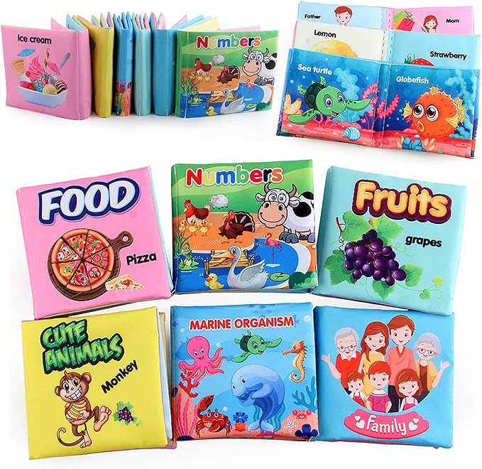 Baby Books, Soft Baby Book,Cloth Baby Books,Baby Books 0-6 Months, Cloth Baby Books,Infant Books,Soft Books for Babies,Best Baby Books, Pack of 6 Books for Baby,Size: 4x4 inch,Soft Baby Book-CubbioJoy