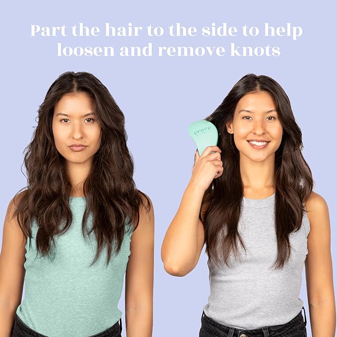 Crave Naturals Glide Thru Detangling Brush for Natural, Curly, Straight, Wet or Dry Hair - Gentle Detangler Styling Tool for Adults, Kids, Toddlers and Little Girls - 7.5 x 3 in, Turquoise-CubbioJoy