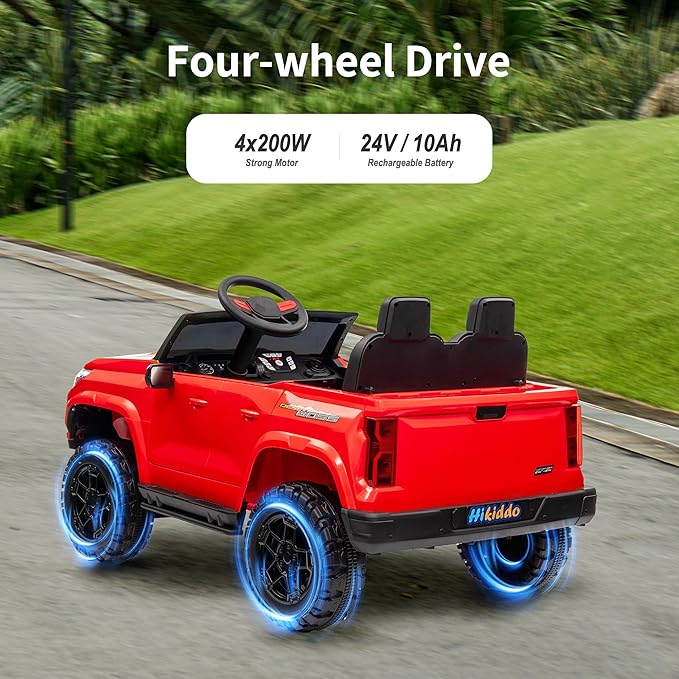 24V 10Ah Ride on Toy for Big Kids, 4WD 2 Seater Electric SUV Kids Car to Drive w/Remote Control, 4x200W Motors - Red-CubbioJoy
