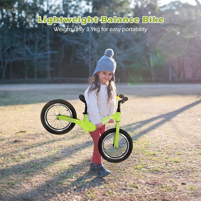 14" Kids Balance Bike for 3,4,5,6 Year Old Boys and Girls, Air Tires with Magnesium Alloy Frame, Lightweight No Pedal Toddler Training Bicycle-CubbioJoy