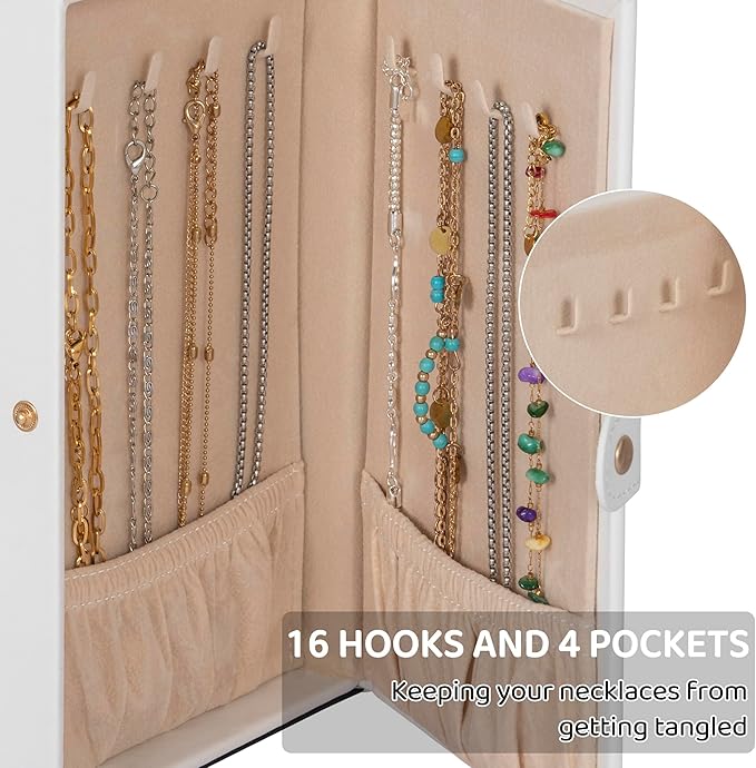 AKOZLIN 6-Tier Jewelry Box Lockable Leather Jewelry Storage Case with 5 Drawers for Women Girls Ring Necklace Earring Bracelet Holder Organizer with Mirror-CubbioJoy