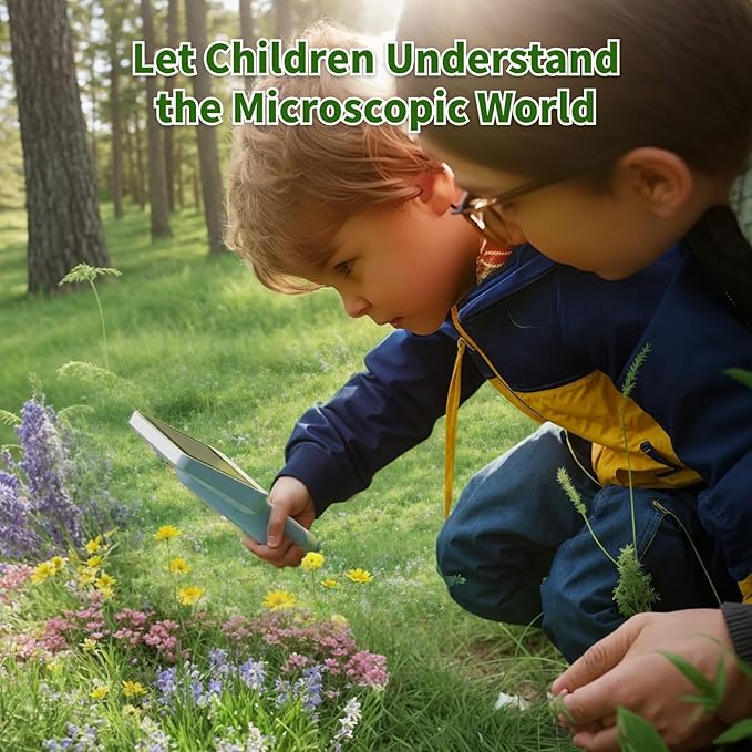 Digital Microscope with 4 Inch Screen, 1080P HD 1600X Kids Portable Handheld Microscope with 8G Card for Scientific Experiment-CubbioJoy