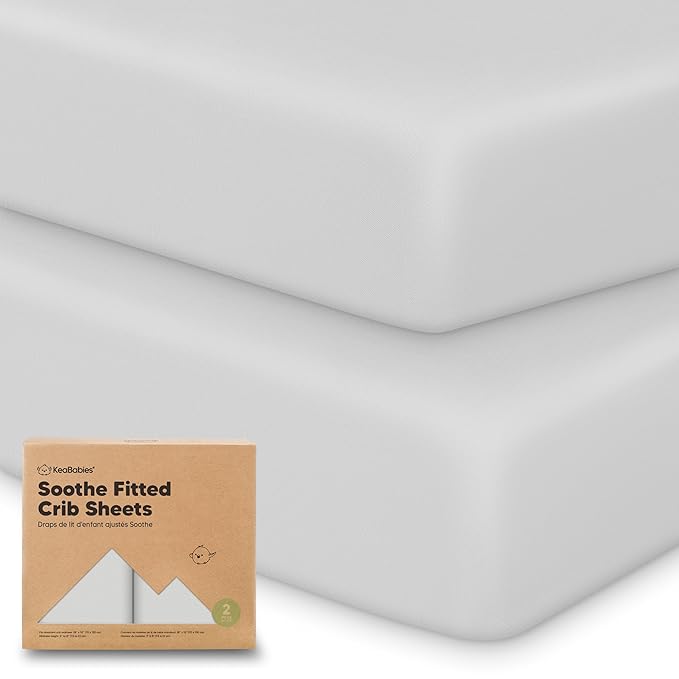 KeaBabies 2-Pack Organic Crib Sheets for Boys, Girls - 52x28 Fitted Crib Mattress Sheet Neutral, Breathable Jersey Cotton Cover for Baby Bed, Toddler Mattress, Soft & Cute Prints (French Gray)-CubbioJoy