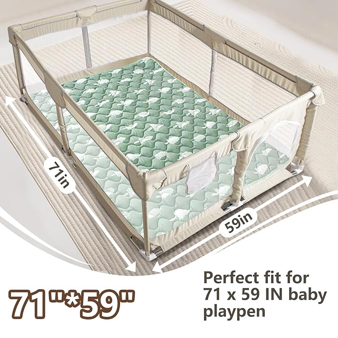 Baby Play Mats for Floor, 71”x59” Upgraded Thickness & Larger Super Soft Playmat for Babies and Toddlers, Foldable Washable, Upgrade Anti-Slip Crawling Mat for Playpen(Trees)-CubbioJoy