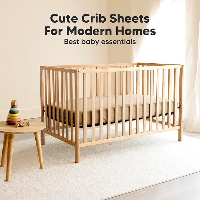 KeaBabies 2-Pack Organic Crib Sheets for Boys, Girls - 52x28 Fitted Crib Mattress Sheet Neutral, Breathable Jersey Cotton Cover for Baby Bed, Toddler Mattress, Soft & Cute Prints (Pecan)-CubbioJoy