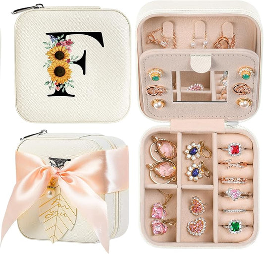 AYGXU Travel Jewelry Box for Women and Girls - Small Case With Initial A-Z - Teacher Gifts-CubbioJoy