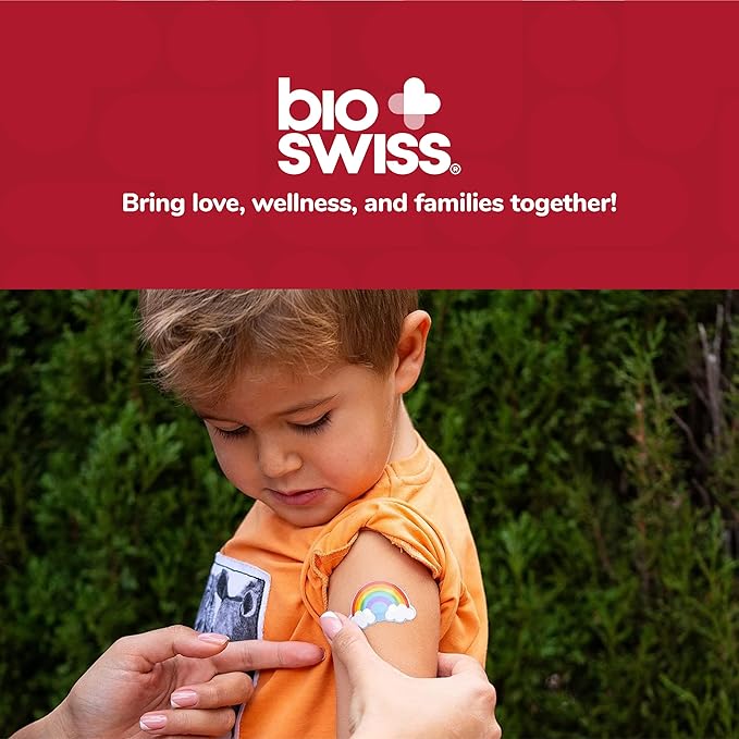 BioSwiss Bandages, Rainbow Shaped Self Adhesive Bandage, Latex Free Sterile Wound Care, Fun First Aid Kit Supplies for Kids, 50 Count-CubbioJoy