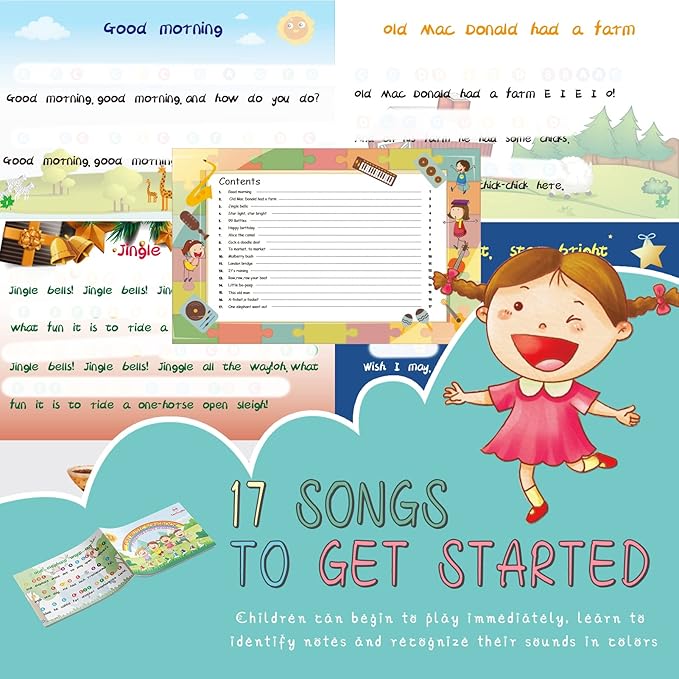 Desk Bells, Rainbow Diatonic Hand Bells for Kids with 17 Songbook & Musical Flash Cards, Toddler Preschool Musical Learning Toys, Boys & Girls Birthday Gift for 3-Year-Old and Over-CubbioJoy