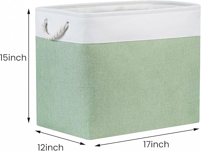 Bidtakay Large Storage Baskets for Nursery Toy Organizer Collapsible Organizing Baskets 17x12x15 In Green Canvas Bins for Organizing Set of 2 Clothes Decorative Baskets for Home Office Room Decor-CubbioJoy