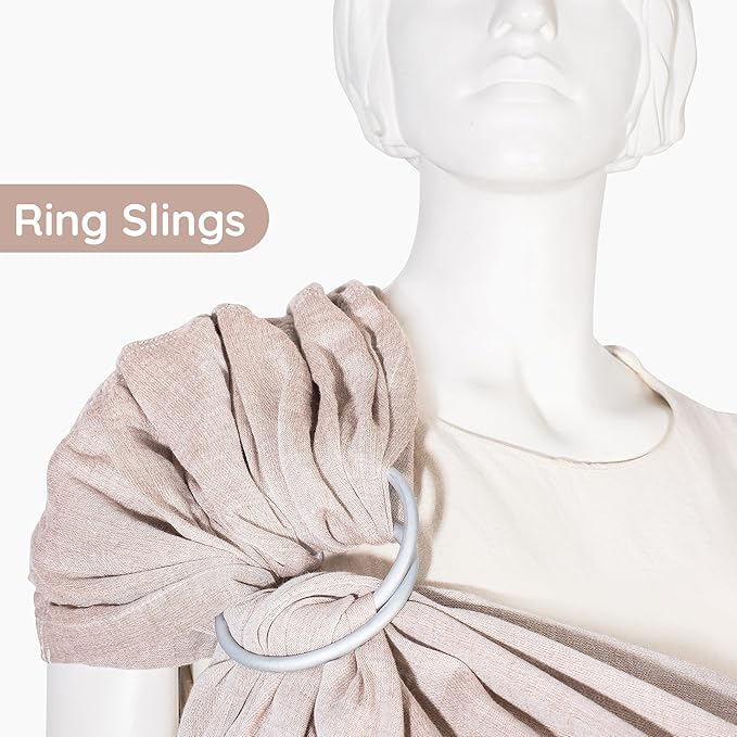 Baby Sling Carrier – Breathable 100% Cotton Wrap for Infant Support, Ring Sling Baby Carrier – Adjustable Muslin Fabric, Soft Chest Hold for Travel (Sand)-CubbioJoy