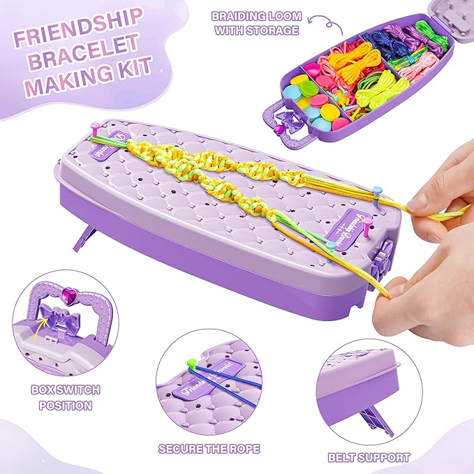 Dpai Friendship Bracelet Making Kit for Girls,DIY Arts and Crafts Toys,Jewelry String Maker Kit,The Best Birthday Gifts Ideas for Girls 6 7 8 9 10 11 12+ Years Old（Double Purple-CubbioJoy