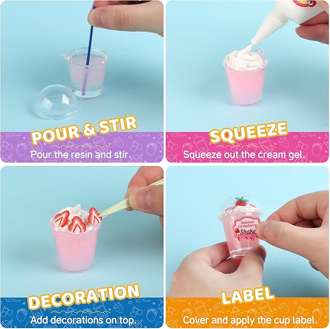 20 PCS Miniature Drink Marker Kit, Miniature Food Toys, Kitchen Pretend Food DIY Crafts Kits for Kids Ages 8-12, Girls Gift for Christmas, Birthday, Collectors, Resin Play, NOT Edible-CubbioJoy