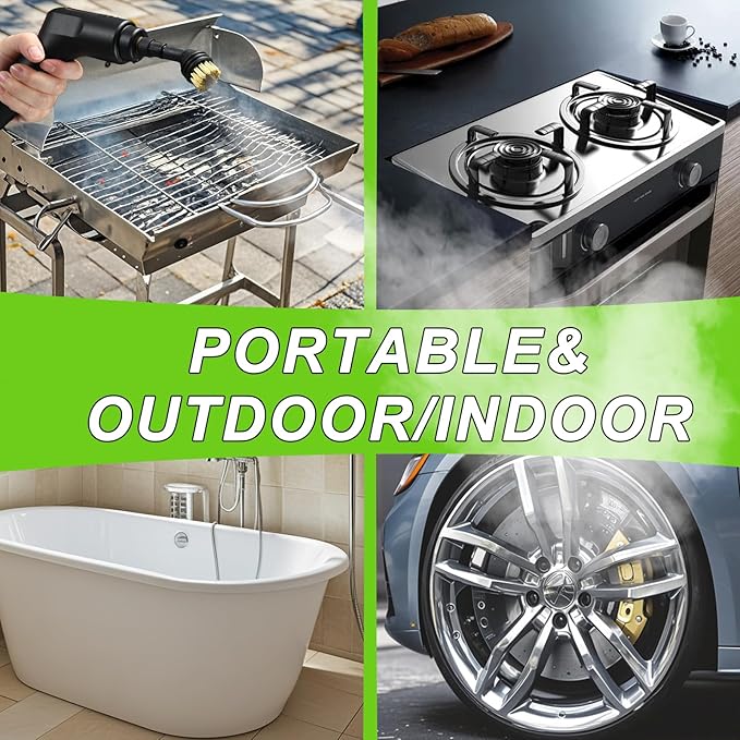 2500W Handheld Steam Cleaner,Portable Car Steamer For Auto Detailing,High-Temperature and Pressure Steam Cleaner For Home, Steam Cleaning Machine for Furniture,Kitchen,Grout,Floor,Tile (09-Green)-CubbioJoy