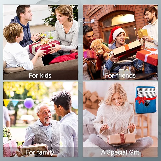 Kalimba Thumb Piano,YUNDIE Portable 21 Keys Mbira Finger Piano with Tune Hammer and Study Instruction,Musical Instruments Gift for Kid Adult Beginners Professional(Blue)-CubbioJoy