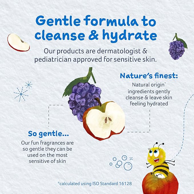 Childs Farm, Kids Hair & Body Wash for Dry, Sensitive Skin, Blackberry & Organic Apple, Gently Cleanses, Vegan, Cruelty-Free, 8.4 Fl Oz-CubbioJoy