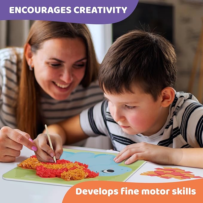 jackinthebox Poke Poke Art – Dinosaurs Theme, Mess-Free Fabric Art and Craft, Flower Pressing Kits, Gift for Kids, Toys for Girls and Boys Ages 4 5 6 7 8-CubbioJoy