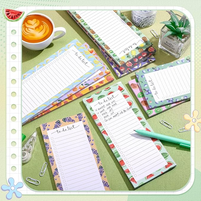 Censen 10 Pack 500 Sheets To Do List Notes Daily Checklist Notepads with 50 Sheets Each Undated Color Memo Pad Block Shopping List Pad Weekly Plan Notepad Organizer Planners(Fruit Color,Lined)-CubbioJoy