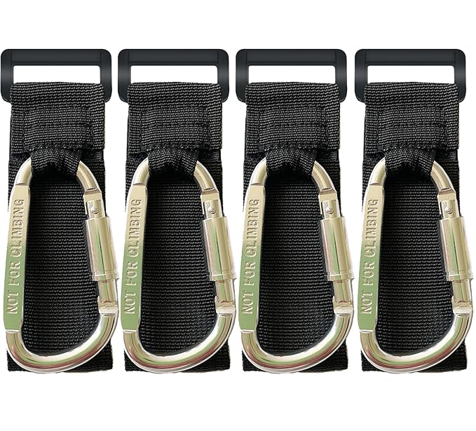 4 Pcs Baby Stroller Hook, Carry 30 lbs per Stroller Carabiner Clip, Adjustable Baby Stroller & Car Seat Hook for Hanging Diaper Bag, Wheelchair,Golf cart, Shopping and Pet Cart-CubbioJoy