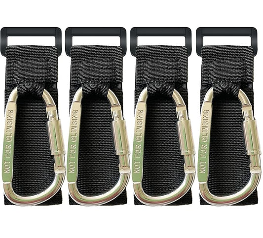 4 Pcs Baby Stroller Hook, Carry 30 lbs per Stroller Carabiner Clip, Adjustable Baby Stroller & Car Seat Hook for Hanging Diaper Bag, Wheelchair,Golf cart, Shopping and Pet Cart-CubbioJoy