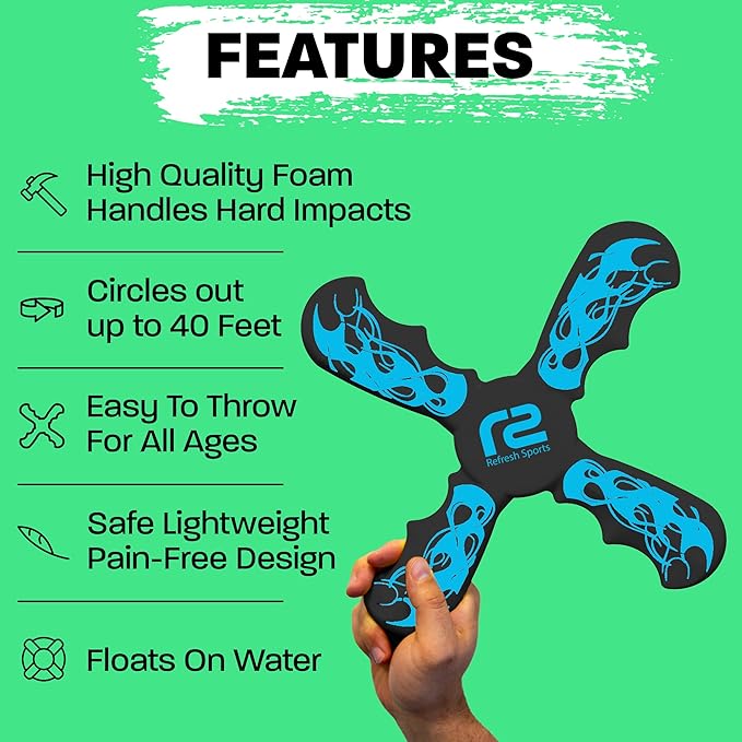 Boomerang Cool Toys For Ages 8-13 - Best 6 Year Old Boy Birthday Gift Soft Kid Toys For Boys & Girls to Play Indoors or Outdoors - Gift for Kids 6 7 8 9 10 11 12 & Up 7 Year Old Birthday Party Favor-CubbioJoy