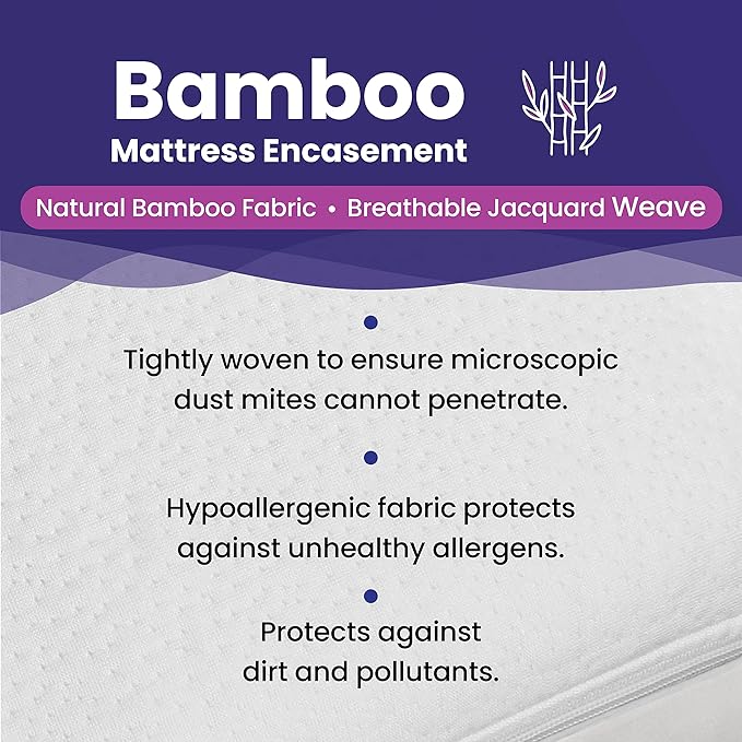 Cal King Size Waterproof Bamboo Mattress Encasement by Slumberfy - Premium Skin-Safe Mattress Protector with 360° EZ Zipper, Lab-Tested Bed Bug, Zippered Encasement (72x84 in)-CubbioJoy