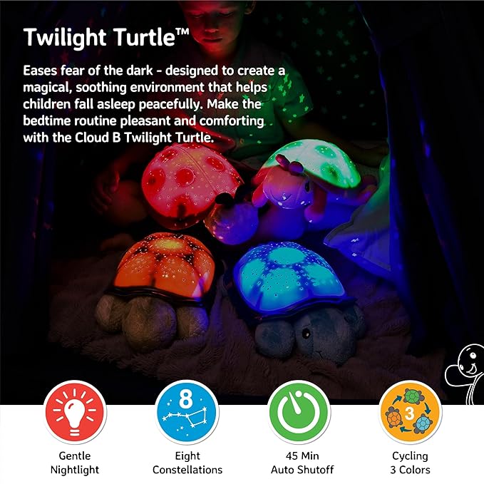Cloud b Calming Nightlight Star Projector | Gentle Brightness | 3 Colors | 8 Constellations | Auto-Shutoff | Twilight Turtle Blue-CubbioJoy