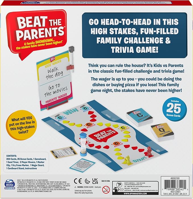Beat The Parents Classic Family Trivia Game, Kids Vs Parents, with 25 Bonus Cards for Ages 6 and up (Amazon Exclusive)-CubbioJoy