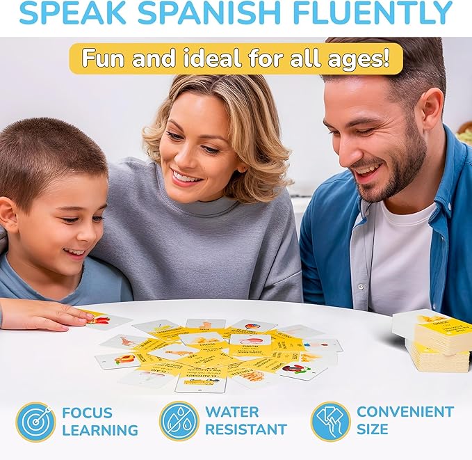 300 Vocabulary Flashcards | Double Sided English-Spanish Bilingual Flashcards for Adults & Kids Ages 12+ | Portable Noun Flash Cards to Learn Spanish for Adult Beginners-CubbioJoy