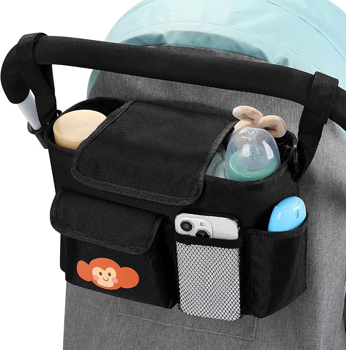 Accmor Universal Stroller Organizer with Cup Holder and Shoulder Strap, Stroller Bag Caddy Organizer Stroller Accessories for Uppababy, Baby Jogger, Nuna, Doona, Britax Strollers-CubbioJoy