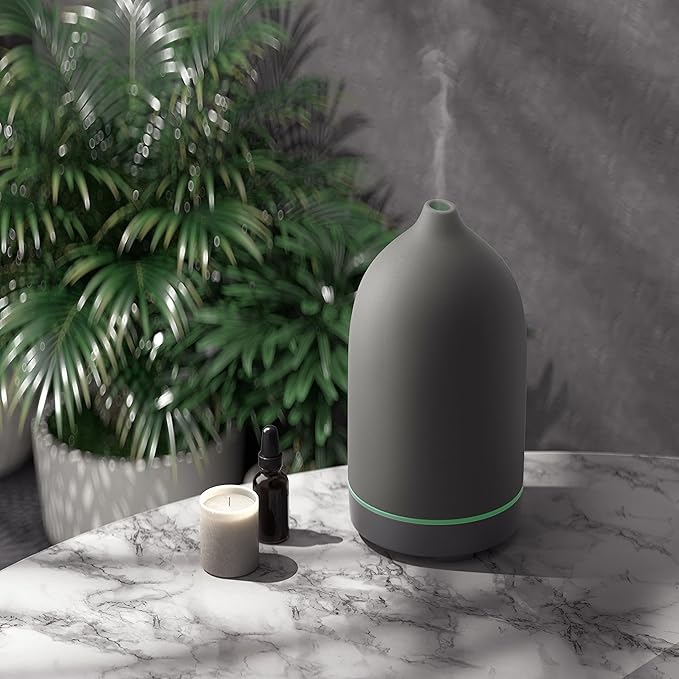 Aromatherapy Essential Oil Diffuser,9 Colors Mood Light,4 Timer Stone Diffuser Living Room(Grey)-CubbioJoy