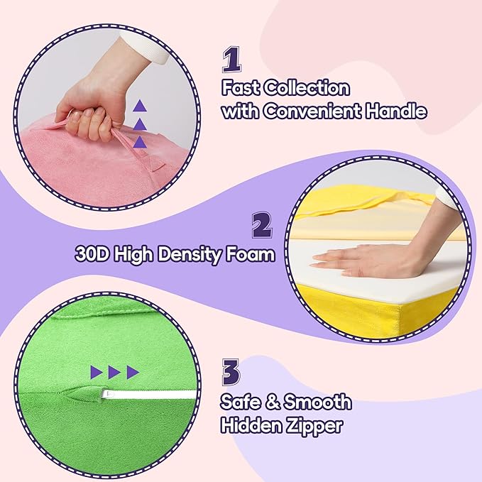 4 Piece Foam Climbing Blocks for Toddlers, Baby Climbing Gym with Ultra High Density Foam for Crawling and Sliding, Indoor Soft Play Set for Infant, Babies & Kids - Multicolor (Multicolor B, 4-Piece)-CubbioJoy