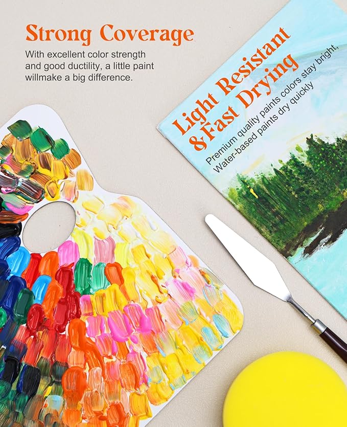 Acrylic Paint Set - 18 Colors, 8.45oz Large Bottles, Rich Pigmented Canvas Paint for Artists, Kids & Adults - Premium Non-toxic Art Supplies-CubbioJoy