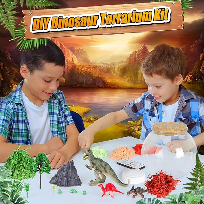 Dinosaur Activities Toys-Dinosaur Terrarium Craft Kits for Boys-Birthday Gifts for Kids Age 4 5 6 7 8 Years Old-CubbioJoy
