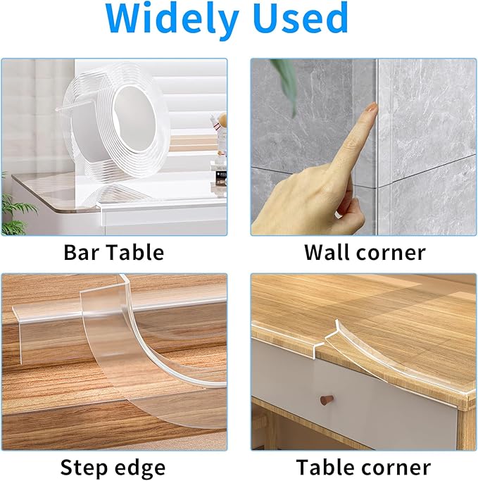 13.12 FT Edge Corner Protector Baby Proofing,Soft Clear Furniture Table Corner Guard & Edge Safety Cabinet Door Bumper,Crib Bumpers,Wall Protector(Width 2.6 in，Thickness 0.08 in)-CubbioJoy