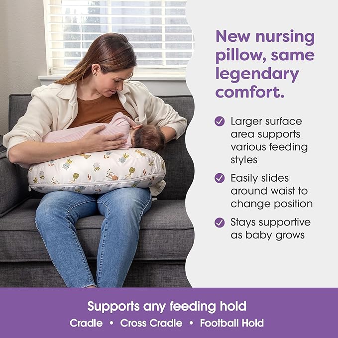 Boppy Nursing Pillow - Ergonomic Bottle & Breastfeeding Pillow with High, Firm, Large Area, Water-Repellent Cushion with Washable Cover; Baby Safety Alliance Verified - Tan Happy Houseplants-CubbioJoy