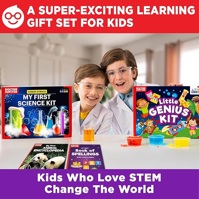 Doctor Jupiter Ultimate Gift Set of Learning| Set of ‘My First Science Kit’, ‘Little Genius Kit’ for Kids Ages 4-6|Birthday Gift for Boys, Girls| STEM Learning & Education Toys for 4,5,6 Year Old-CubbioJoy