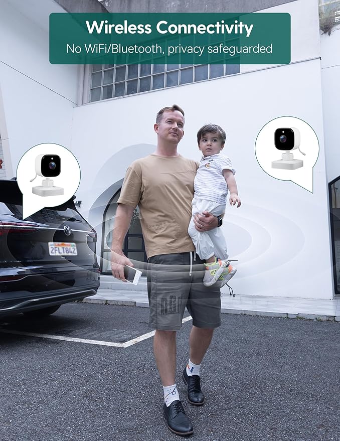 BABELIO Wireless Baby Car Camera with 5" HD Night Vision, Battery-Powered Rear Facing Car Seat Monitor for Kids and Pet, Easy Install 360° Rotatable Backseat Mirror, Newborns Travel Essentials Gifts-CubbioJoy