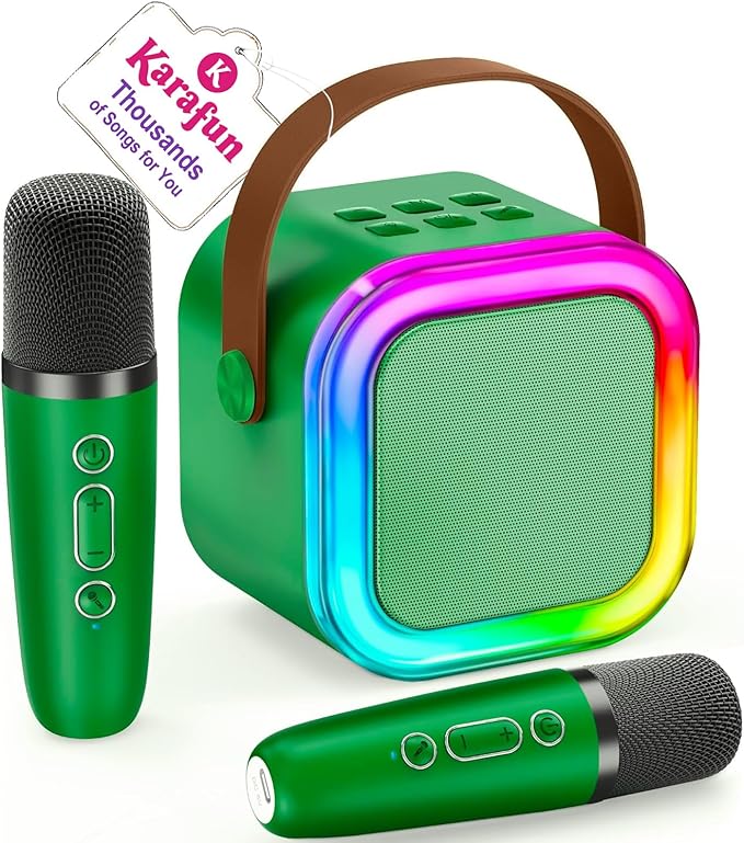 IROO Mini Karaoke Machine for Kids, 2025 TOP Toys Birthday Gifts Ideas for Girls Ages 4, 5, 6, 7, 8, 9, 10, 12+ Years Old, Portable MP3 Player with 2 Wireless Mics for Party-CubbioJoy