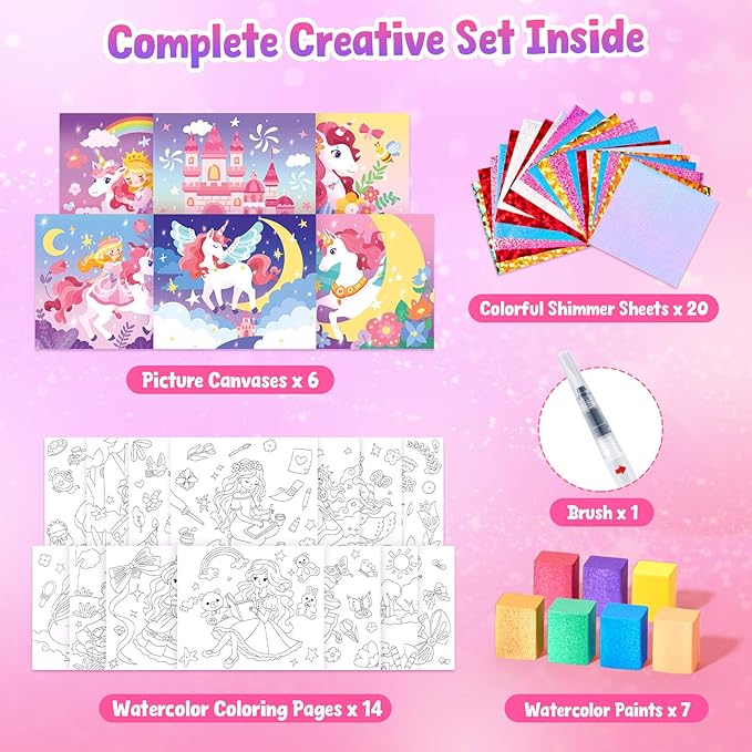 JoyCat Paint with Water Coloring Books, Art & Craft Activity, Princess No Mess Art for Kids Ages 4-8, Craft Kits & Supplies, DIY Creative Activity, Presents for Girls & Boys-CubbioJoy