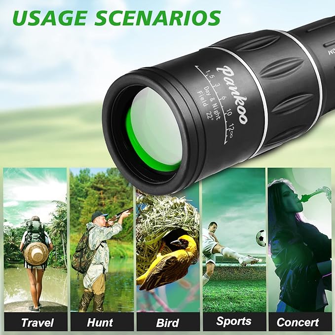 16X52 Monocular Telescope High Powered for Adults, 2023 Power Prism Compact Monoculars for Adults,HD Monocular Scope for Gifts, Outdoor Activity,Bird Watching,Hiking,Concert,Travelling-CubbioJoy